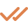 Two orange check marks on black background.