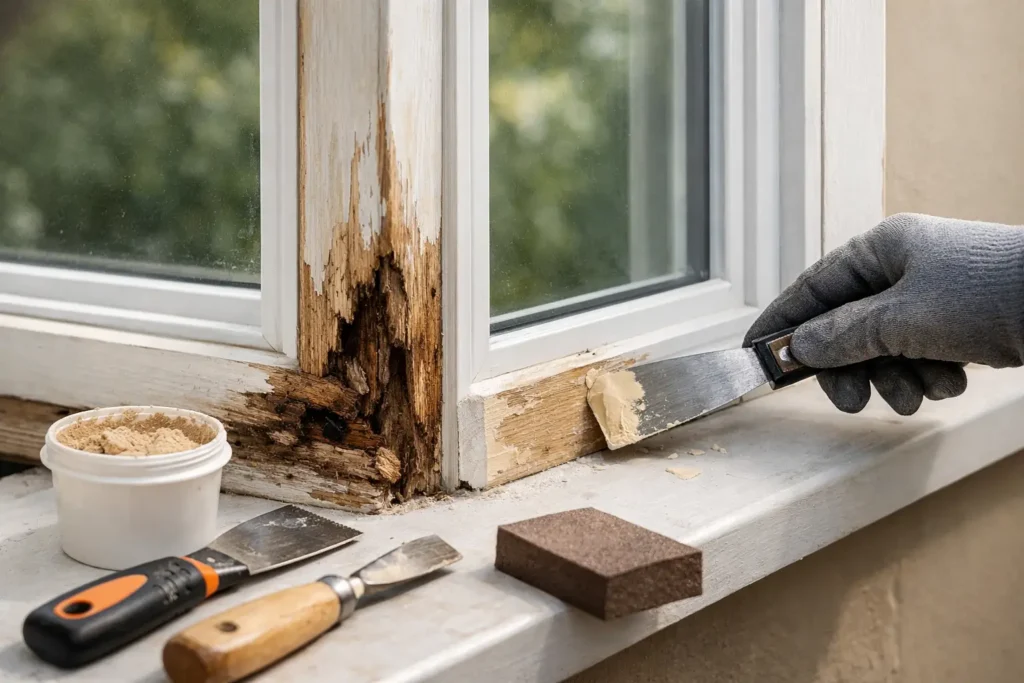 Restoring rotted window corner