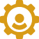 Yellow gear and person silhouette symbol