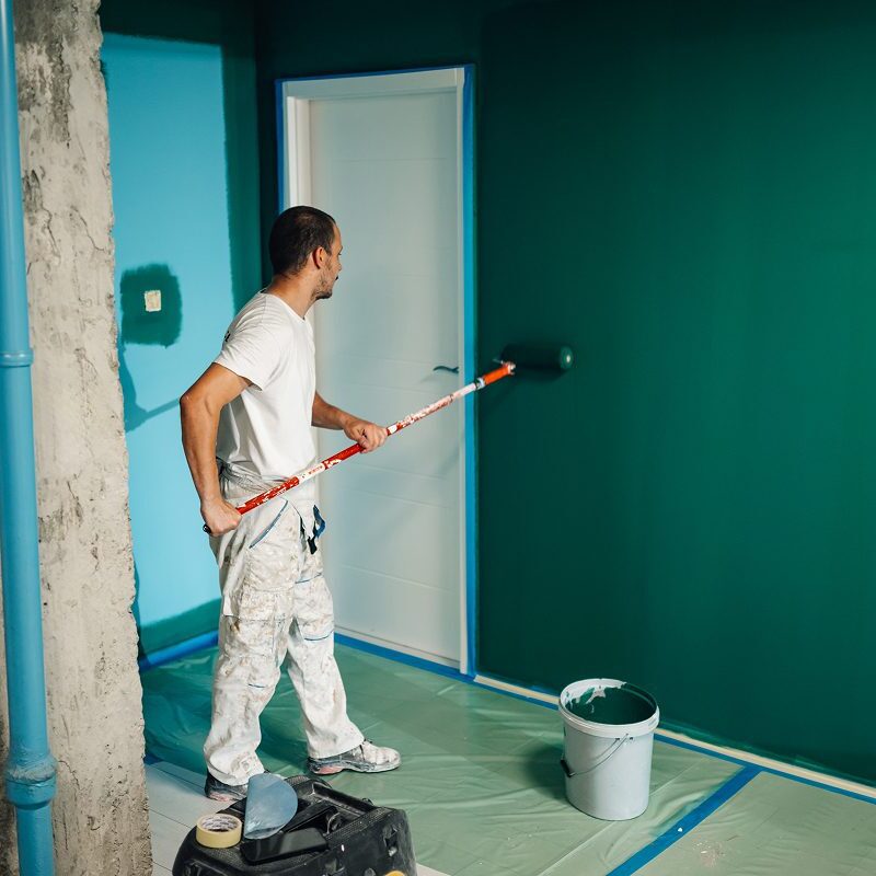 Room renovation with teal paint