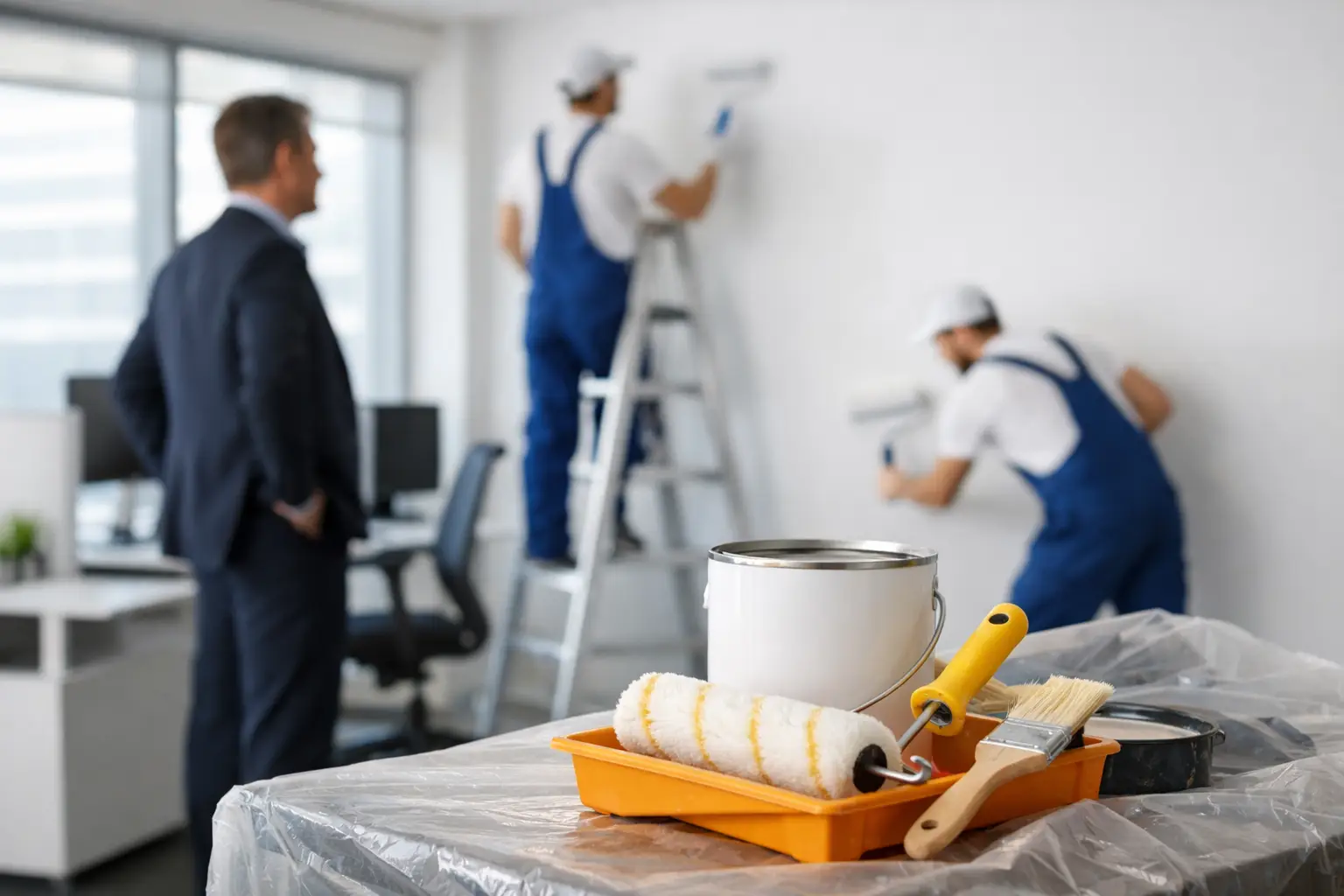 Professional painters in action